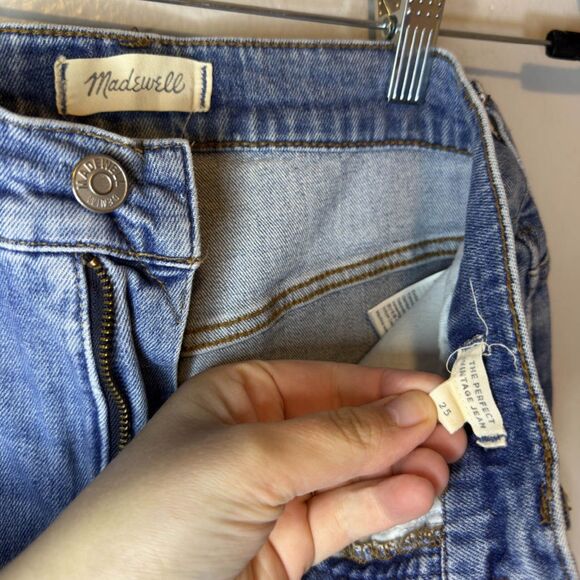 Madewell The Perfect Vintage Distressed Straight Light Wash Denim Jeans Size 25 - Picture 9 of 15